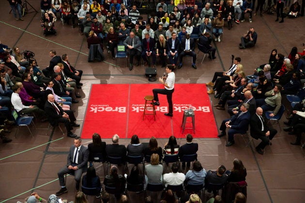 Prime Minister Justin Trudeau speaks during a town hall at Brock University in St. Catharines, Ont. Jan. 15, 2019.