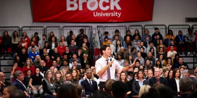 Prime Minister Justin Trudeau speaks during a town hall at Brock University in St. Catharines, Ont., on Jan. 15, 2019.