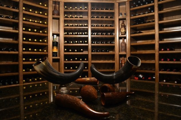 The house features a wine cellar with a hand-painted ceiling.