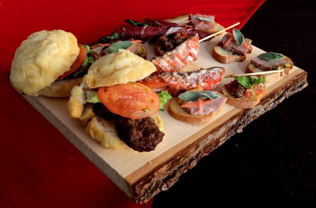 A selection of food served at the Aboriginal Pavilion during the Vancouver Winter Olympics is displayed in Vancouver, B.C., on Jan. 29, 2010.