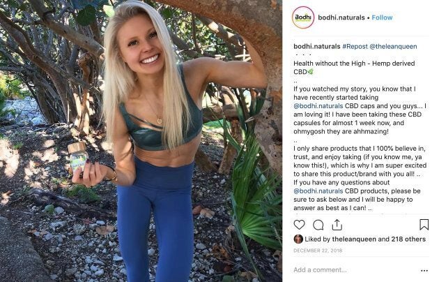Kyla Ford, daughter of Ontario Premier Doug Ford, appears on cannabis company Bodhi Naturals' Instagram. (Photo: bodhi.naturals/Instagram)