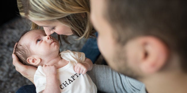 The author with her son Brody at seven weeks old.