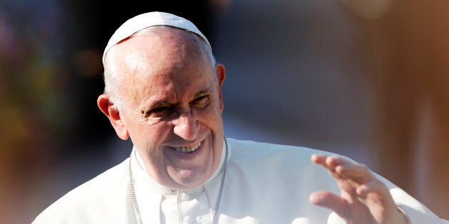 Pope Francis arrives for the meeting with the World Youth Day volunteers at Rommel Fernandez stadium in Panama City on Jan. 26, 2019.