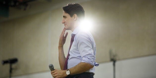 Prime Minister Justin Trudeau gestures