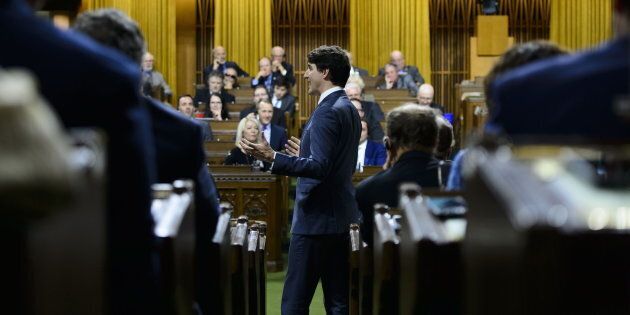 Prime Minister Justin Trudeau stands during question period in the House of Commons in the West Block of Parliament Hill in Ottawa on Jan. 30, 2019.