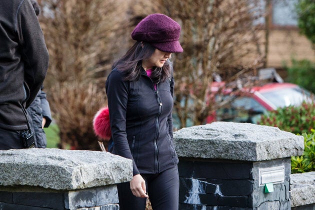 Meng Wanzhou, chief financial officer of Huawei Technologies Co., leaves her home while out on bail in Vancouver, on Jan. 10, 2019.