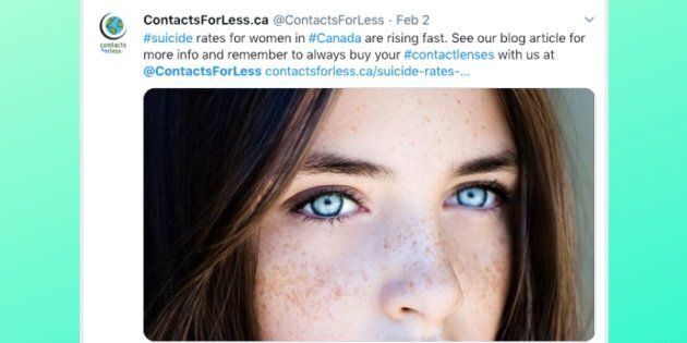 Canadian company Contacts For Less faced backlash Monday for this tweet that's now been deleted.