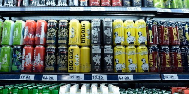 Beer is displayed at a grocery store in Ottawa on Aug. 9, 2018.
