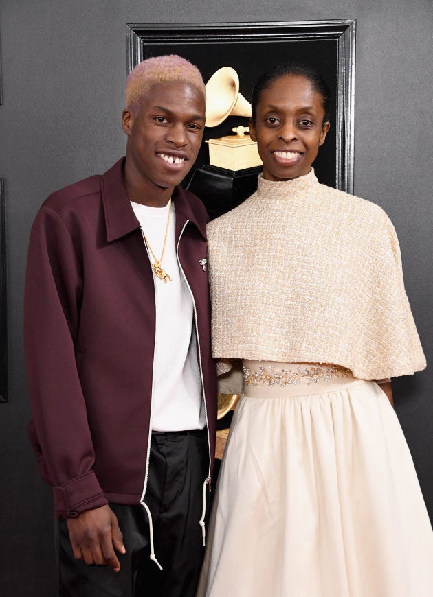 Singer-songwriter Daniel Caesar and his mother Hollace Simmonds attends the 61st Annual GRAMMY Awards at Staples Center on February 10, 2019 in Los Angeles, California.