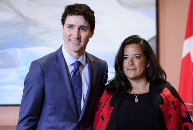 Prime Minister Justin Trudeau and Veterans Affairs Minister Jodie Wilson-Raybould attend a swearing in ceremony at Rideau Hall in Ottawa on Jan. 14, 2019.