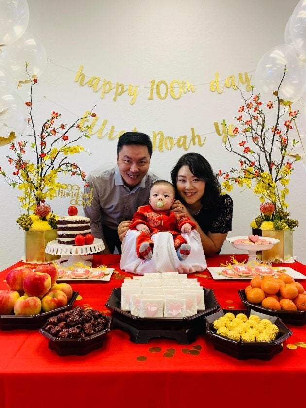 Elliot's 100-day celebration blended Chinese and Korean traditions, as homage to both sides of his family.