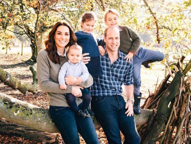 The Royal Family poses for their official Christmas card in 2018.