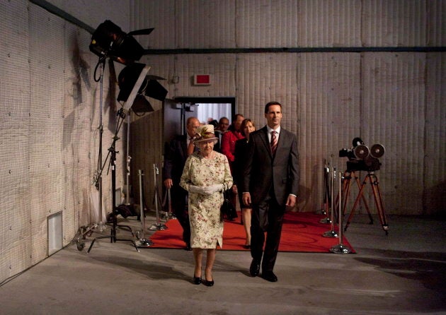Queen Elizabeth and then-Ontario Premier Dalton McGuinty at a reception at Pinewood Toronto Studios, Canada's largest film and television production complex, on July 5, 2010.