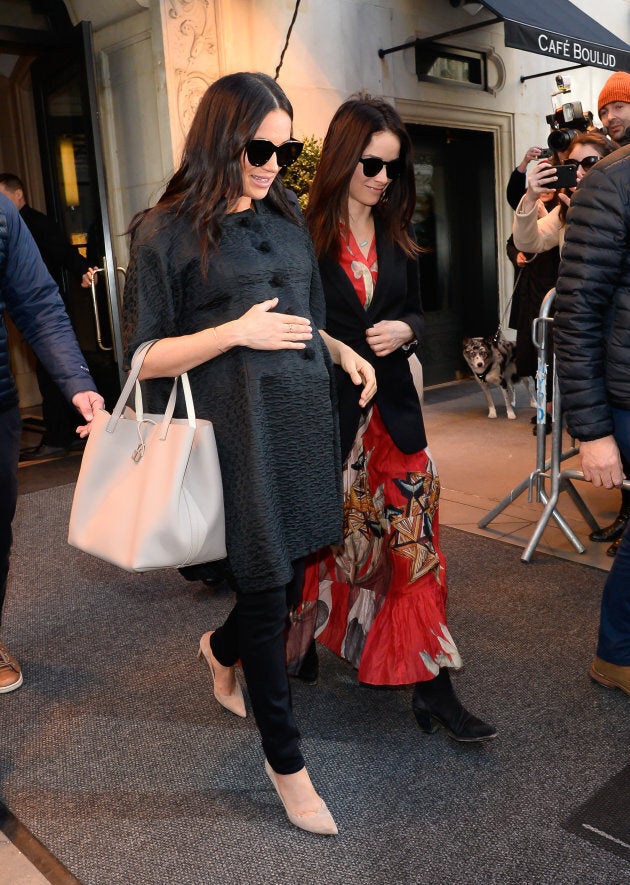 Meghan, Duchess of Sussex, is seen walking out of Cafe Boulud.