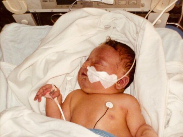 My son, 24 hours old, in the Neonatal Intensive Care Unit at Sick Kids Hospital in Toronto.