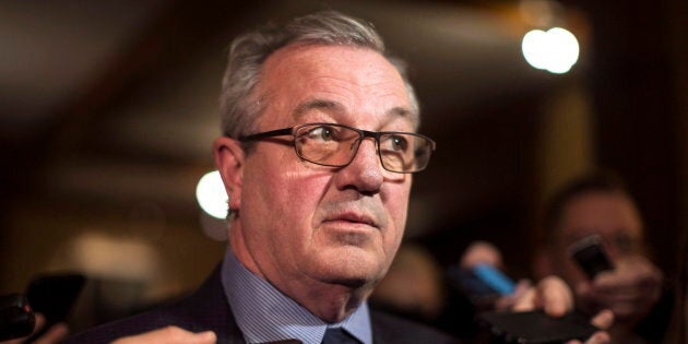 Ontario PC MPP Randy Hillier scrums with reporters at the Ontario legislature in Toronto on March 19, 2018.