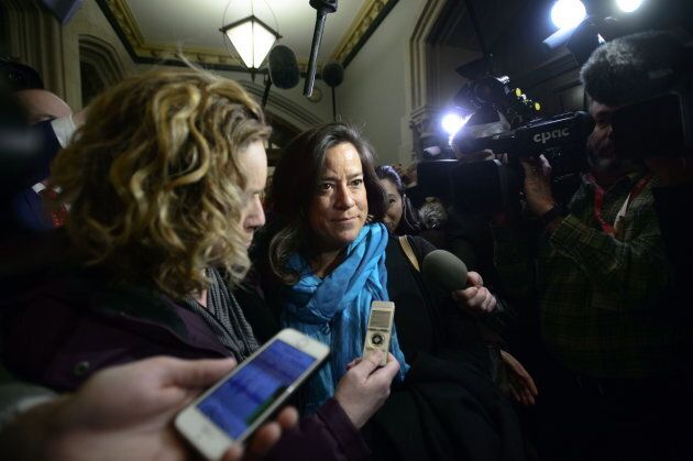 Liberal MP Jody Wilson-Raybould arrives to a caucus meeting on Parliament Hill in Ottawa on Feb. 20, 2019.