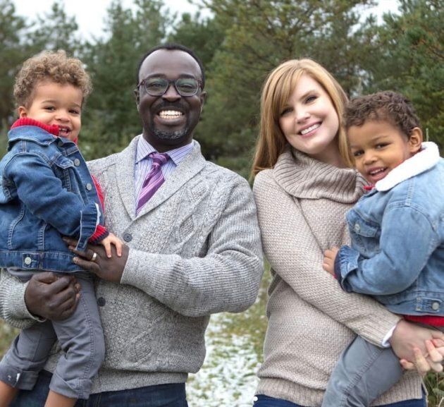 Casey Palmer, shown with his wife and sons, is exploring what it means to be black Canadian.
