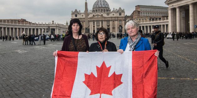 From left to right: Leona Huggins, Evelyn Korkmaz and Bernadette Howell travelled to the Vatican as part of the Ending Clergy Abuse group to advocate for sex abuse victims at a historic summit Feb. 18, 2019.