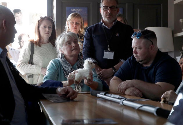 Bernadette Howell tells her story during a press conference in Rome, Feb. 22, 2019.