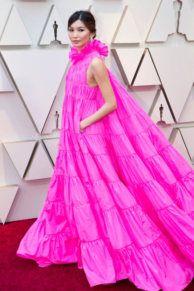 Gemma Chan at the Oscars on Sunday night. Oscars pink dresses