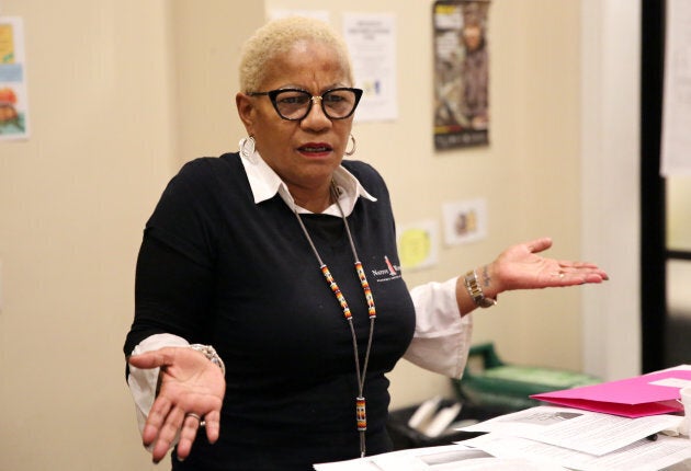 Sharon Reddick leads the Seeking Safety class at the Native Women's Resource Centre of Toronto on Feb. 21, 2019.