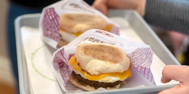 A&W's new Beyond Meat breakfast sandwich, which will become available in March.