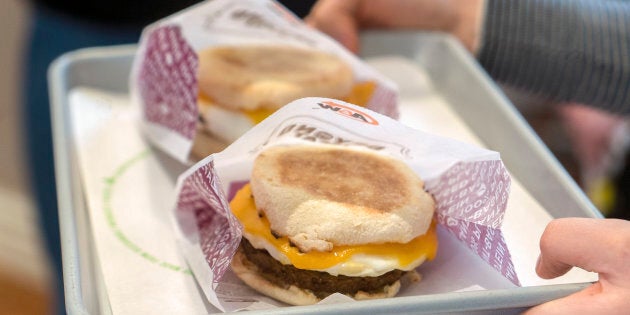 A&W's new Beyond Meat breakfast sandwich, which will become available in March.