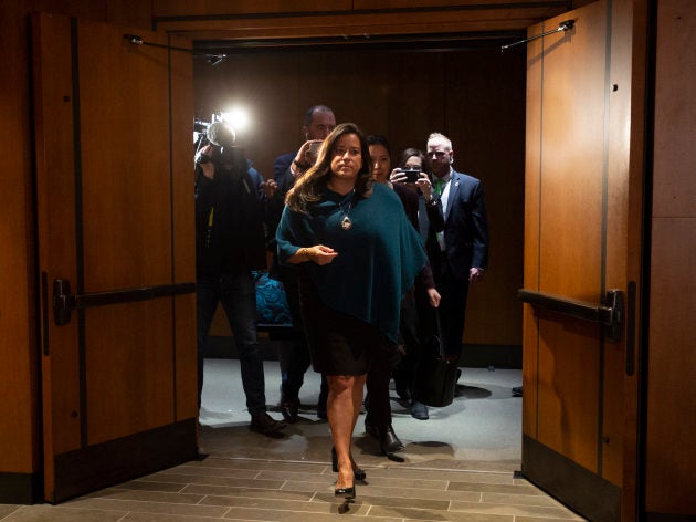 Former justice minister and attorney general Jody Wilson-Raybould leaves the Justice committee in Ottawa on Feb. 27, 2019.