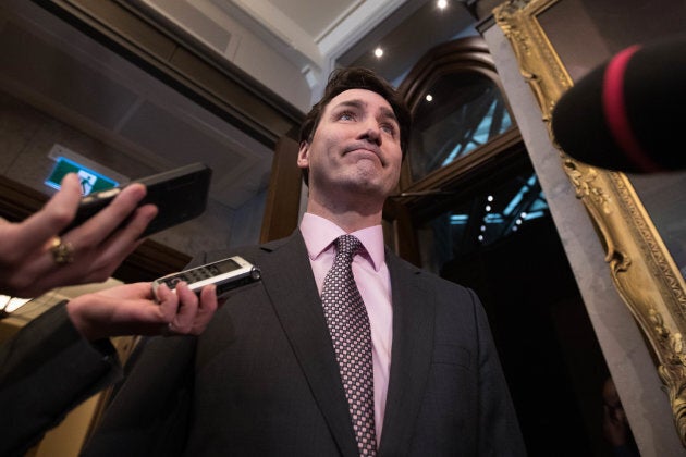 Canadian Prime Minister Justin Trudeau speaks to the media in Ottawa on Feb. 27, 2019.