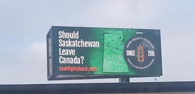 A billboard in Saskatchewan asking if the province should secede.
