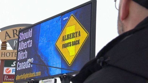 A billboard in Calgary asks if the province should separate from Canada.