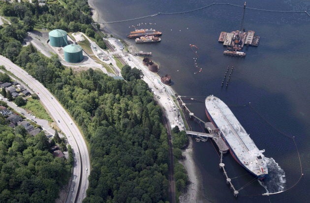 An aerial view of Kinder Morgan's Trans Mountain marine terminal in Burnaby, B.C. on May 29, 2018.