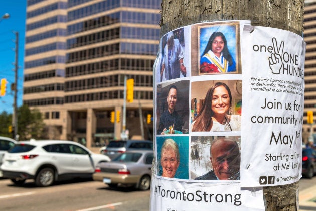 One week after the Toronto's van attack, photos of Victim were seen on an electric pole.