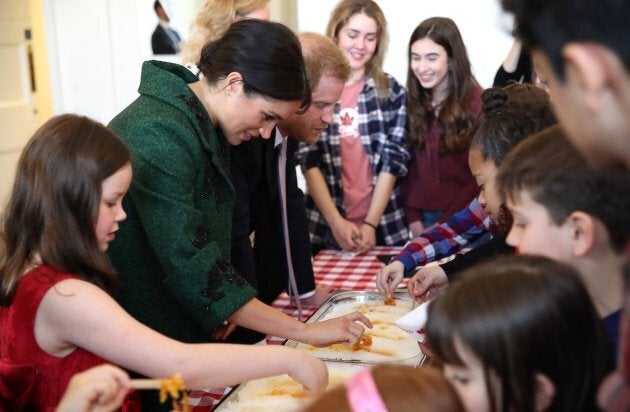 Harry and Meghan at Canada House on Monday.