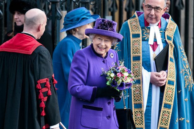 Queen Elizabeth II outside Westminster Abbey following a Commonwealth Day Service on Monday.