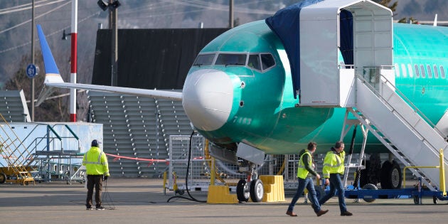 A Boeing 737 MAX 8 is pictured outside the factory on March 11, 2019 in Renton, Washington.