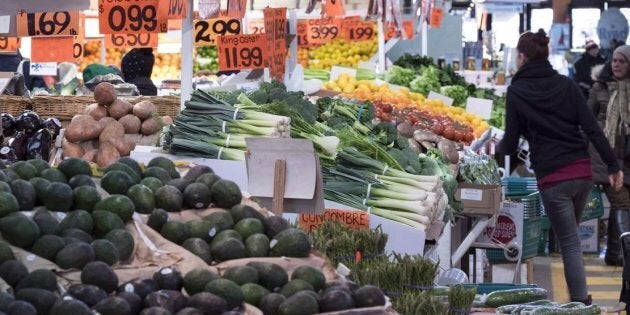 Various vegetables are on display for sale at the Jean Talon Market in Montreal on Jan. 11, 2016.