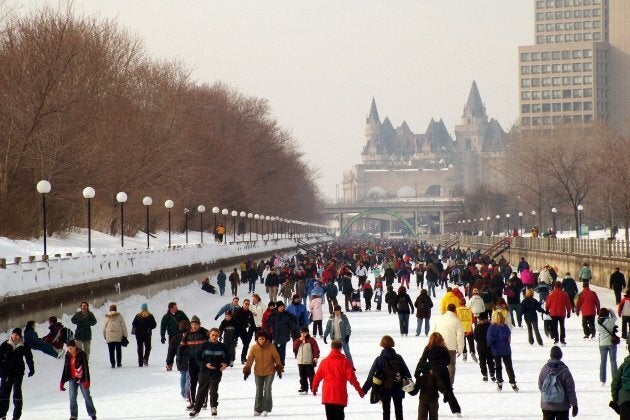 Skaters on the Rideau Canal in Ottawa.