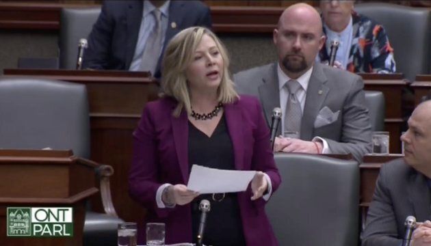 NDP MPP Marit Stiles speaks in the legislature at Queen's Park.