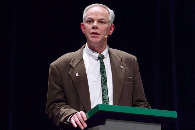 Prince Edward Island Green Leader Peter Bevan-Baker speaks during a televised debate in Summerside, P.E.I., on April 27, 2015.