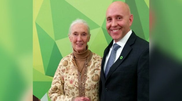 Darcy Belanger with one of his idols, Jane Goodall.