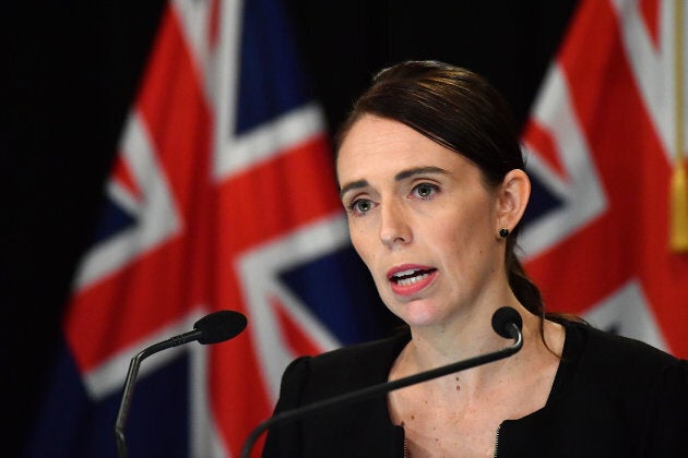 New Zealand Prime Minister Jacinda Ardern speaks to the media on Saturday.