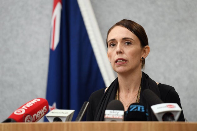 New Zealand Prime Minister Jacinda Ardern speaks to the media on Saturday.