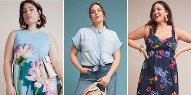 Three of the outfits from APlus, Anthropologie's new plus-sized collection.