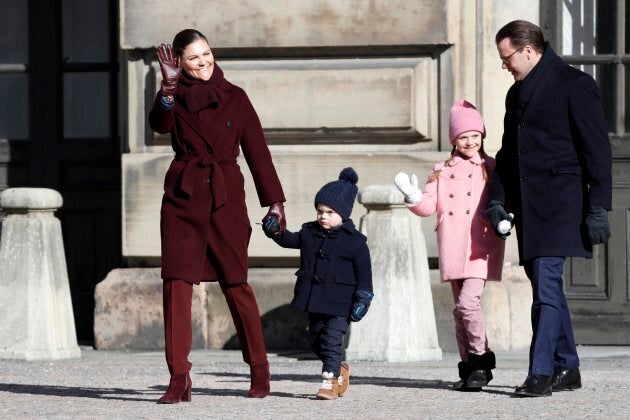 Prince Oscar, who wants the world to know he'd rather be watching "Paw Patrol," walks with Crown Princess Victoria of Sweden, Prince Oscar of Sweden, Princess Estelle of Sweden and Prince Daniel of Sweden.