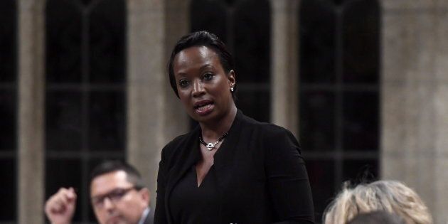 Liberal MP Celina Caesar-Chavannes rises during question period in the House of Commons on Parliament Hill in Ottawa on May 25, 2018.