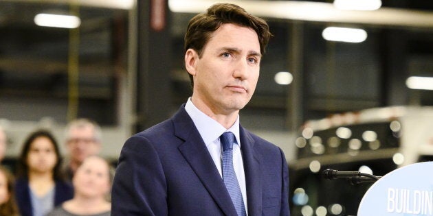 Prime Minister Justin Trudeau gives remarks at a transit maintenance facility in Mississauga, Ont. on March 21, 2019.