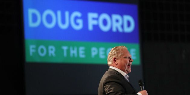 Ontario Premier Doug Ford, then PC leader, attends a debate at Cambrian College, Sudbury, Ont., on April 11, 2018.
