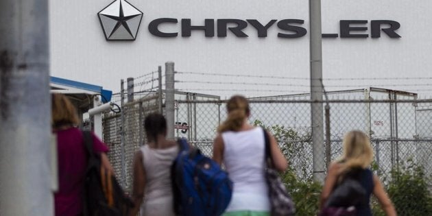 Workers arrive for their shift at the Chrysler (FCA) assembly Plant in Windsor, Ont., Tues. June 12, 2018.